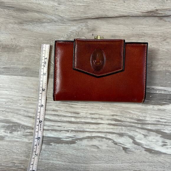 Vintage Brown Cowhide Leather Wallet with Coin Pouch Gold Clasp Grannycore Style - Picture 8 of 9